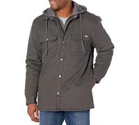 Dickies Mens Fleece Hooded Duck Shirt Jacket With Dwr, Slate, 3X Tall