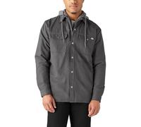 Dickies Men's Fleece Hooded Duck Shirt Jacket with DWR, Slate, M