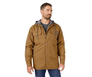 Dickies Men's Fleece Hooded Duck Shirt Jacket with Hydroshield Work Utility Outerwear