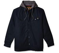 Dickies Men's Fleece Hooded Duck Shirt Jacket with Hydroshield Work-Utility Outerwear, Dark Navy Blue, XL