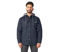 Dickies Men's Fleece Hooded Duck Shirt Jacket with Hydroshield Work Utility Outerwear, Dark Navy, L