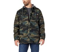 Dickies Men's Fleece Hooded Duck Shirt Jacket with Hydroshield Work Utility Outerwear, Hunter Green Camo, 2X