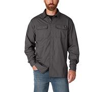 Dickies Men's Long Sleeve Shirt, Flex Ripstop, Button, Slate, Medium