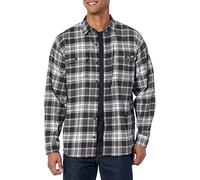 Dickies Mens Flex Long Sleeve Flannel Shirt, Black/Charcoal/White Multi Windowpane, S