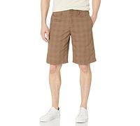 Dickies Mens Flex Regular Fit Plaid Flat Front 11in Shorts, Mushroom, 30