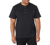 Dickies Men's Heavyweight Henley, Black, XL Tall