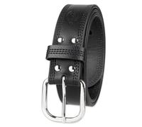 Dickies Men's Industrial Strength Leather Belt - Workwear, Durable, Reinforced, Heavyweight, Black 3 Row Stitch, Large (38-40)