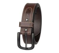 Dickies Men's Industrial Strength Leather Belt - Workwear, Durable, Reinforced, Heavyweight, Brown Heavy Stitch, Medium (34-36)