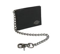 Dickies Men's Leather Trucker Chain Slimfold Wallet, Bifold, ID Window, Credit Card Pockets, Black