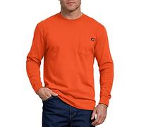 Dickies Men's Long Sleeve Heavyweight Crew Neck T-Shirt, Bright Orange, Medium