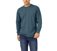 Dickies Men's Long Sleeve Heavyweight Crew Neck Work Utility T-Shirt, Baltic Blue Single Dye Heather, XL