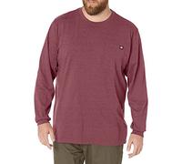 Dickies Men's Long Sleeve Heavyweight Crew Neck Work Utility T-Shirt, Burgundy Single Dye Heather, XXL