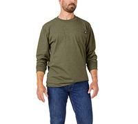 Dickies Men's Long Sleeve Heavyweight Crew Neck Work Utility T Shirt, Military Green Single Dye Heather, L UK