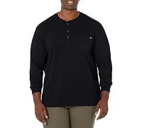 Dickies Men's Long Sleeve Heavyweight Henley, Black, 2T