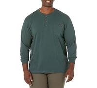 Dickies Men's Long Sleeve Heavyweight Henley, Hunter Green, 2T