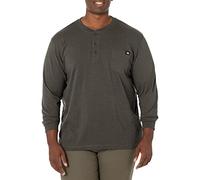 Dickies Men's Long Sleeve Heavyweight henley shirts, White, L UK