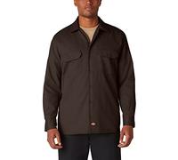 Dickies Men's Long Sleeve Plain Long Sleeve Workwear Shirt, Brown (Dark Brown), Small