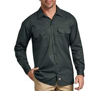 Dickies Men's Long Sleeve Work Shirt Button, Hunter Green, XL Tall
