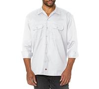 Dickies Men's Long Sleeve Work Shirt Button, White, XL