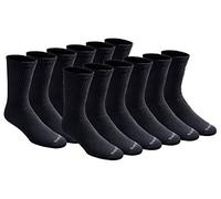 Dickies Men's Multi-Pack Dri-tech Moisture Control Crew Casual Socks, Solid Black (12 Pairs), Shoe Size: 6-12