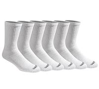 Dickies Men's Multi-Pack Dri-tech Moisture Control Crew Casual Socks, Solid White (6 Pairs), Shoe Size: 15-17