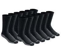 Dickies Men's Multi-Pack Dri-Tech Moisture Control Crew Socks, Black (12 Pair), Large (Pack of 12)