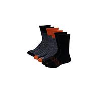 Dickies Men's Multi-Pack Dri-Tech Moisture Control Crew Socks, Hi-Vis Orange Black (6 Pair), Shoe Size 6-12