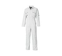 Dickies Mens Redhawk Zip Front Stud Elasticated Coverall Overalls White
