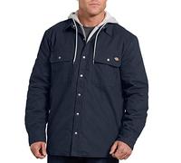 Dickies Men's Relaxed Fit Hooded Quilted Shirt Jacket, Dark Navy, L