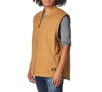 Dickies Men's Relaxed Fit Sherpa Lined Vest Work Utility Outerwear, Rinsed Brown Duck V1, S