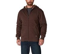 Dickies Men's Sherpa Lined Fleece Zip Hoodie Jacket, Chocolate Heather, Large