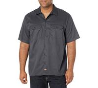 Dickies Men's Short-Sleeve Flex Twill Work Shirt, Charcoal V1, XL