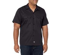 Dickies Men's Short-Sleeve Flex Work Shirt Slim Fit Button, Black V1, S