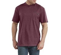 Dickies Men's Short Sleeve Heavyweight Crew Neck Pocket T-Shirt Henley, Burgundy Heather, XXL