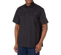 Dickies Men's Short Sleeve Ripstop Work Shirt Utility Button, Rinsed Black, 3XL Big