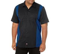 Dickies Men's Short-Sleeve Two-Tone Work Shirt, Black/Royal Blue, XL