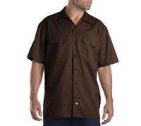 Dickies Men's Short Sleeve Work Shirt, Dark Brown, Medium