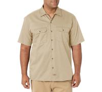 Dickies Mens Short Sleeve Work Shirt - Durable Twill Button Down Shirts for Men Lightweight Uniform for Daily Wear Desert Sand 2X