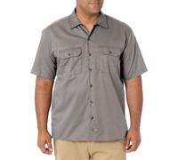 Dickies Mens Short Sleeve Work Shirt - Durable Twill Button Down Shirts for Men Lightweight Uniform for Daily Wear Silver Gray Large