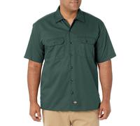 Dickies Men's Short Sleeve Work Utility Button Down Shirt, Hunter Green V1, XL