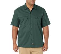 Dickies Men's Short Sleeve Work Utility Button Down Shirt, Hunter Green V1, XL