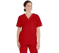 Dickies Men's Signature V-Neck Scrubs Shirt, Red, S