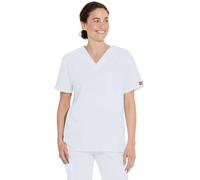 Dickies Men's Signature V-Neck Scrubs Shirt, White, 3XL