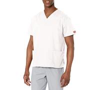 Dickies Men's Signature V-Neck Scrubs Shirt, White, XXL
