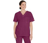 Dickies Men's Signature V-Neck Scrubs Shirt, Wine, Medium