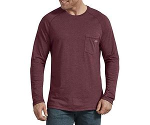 Dickies Men's Temp-iq Performance Cooling Long Sleeve T-Shirt, Burgundy Heather, S