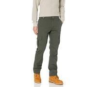 Dickies Men's Duck Cargo Work Utility Pants, Stonewash Olive Green, 32W / 30L