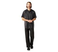 Dickies Men's Two-Tone Short Sleeve Work Shirt, Black, Charcoal, XXL