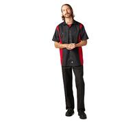 Dickies Men's Two-Tone Short Sleeve Work Shirt, Black, English Red, XXL