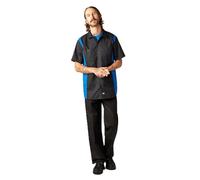 Dickies Men's Two-Tone Short Sleeve Work Shirt, Black, Royal, XXL